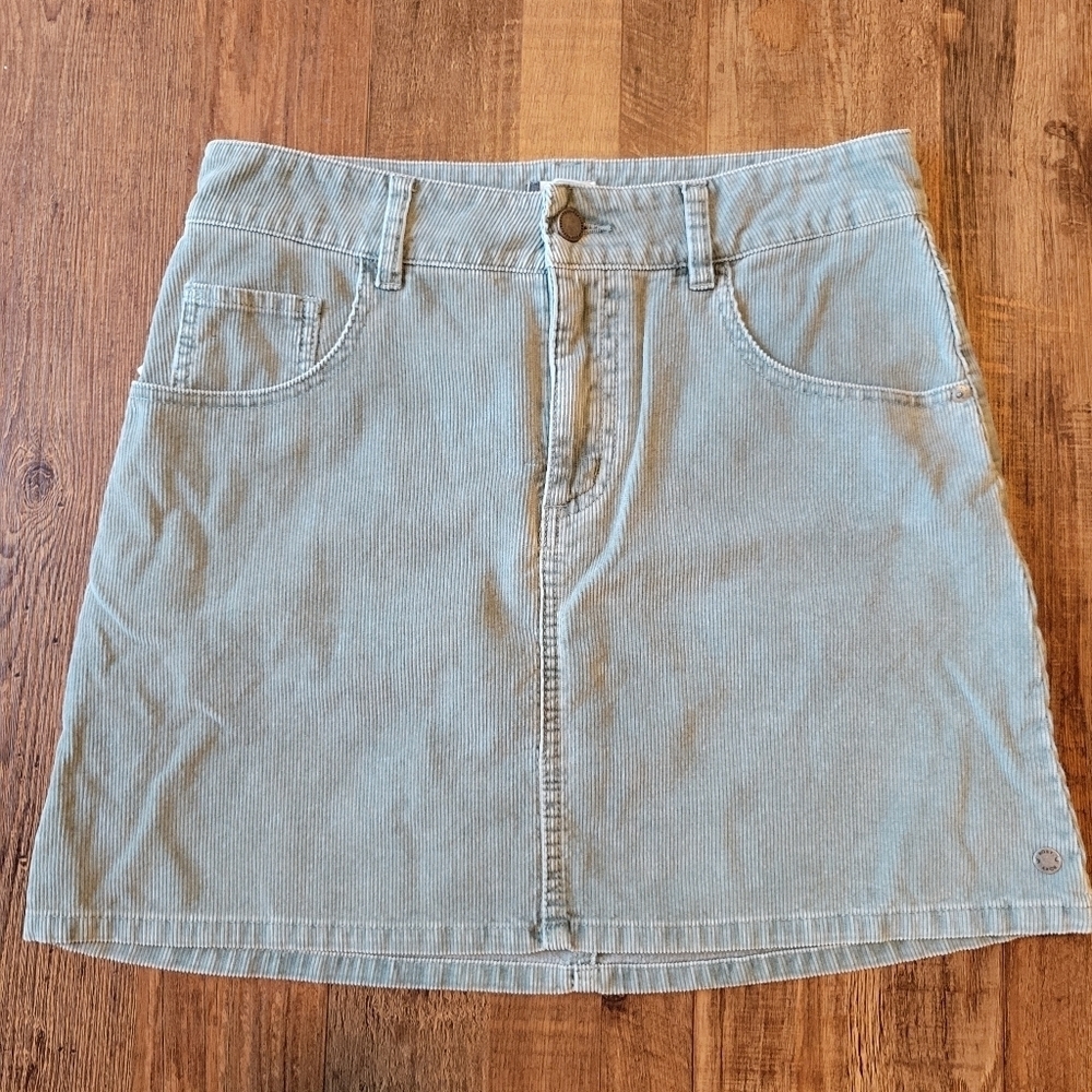 Roxy Light Gray Green Corduroy Mini Skirt - Picture 2 of 11